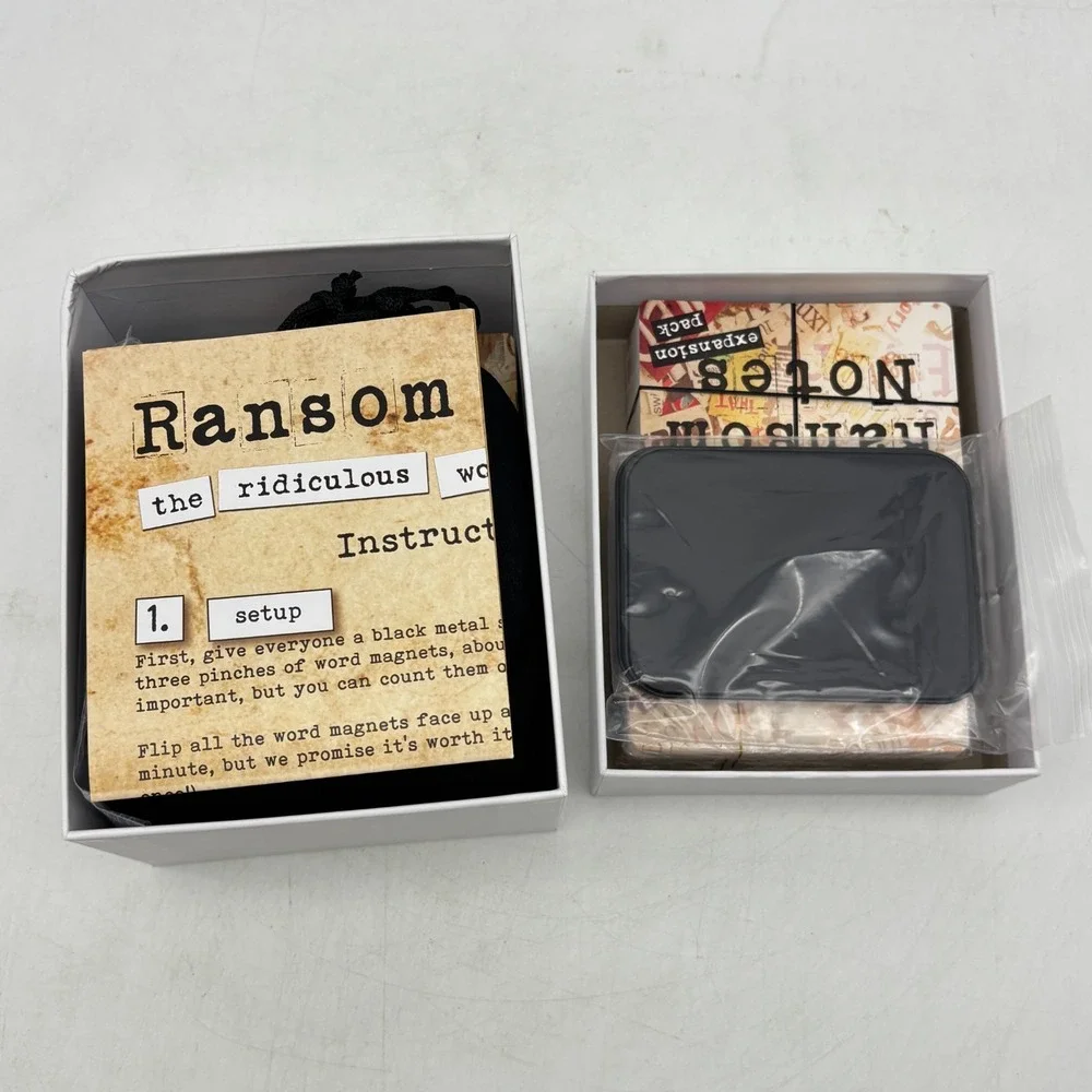 Ransom Notes Word Game with Expansion Combo COMPLETE Charty Party Magnets